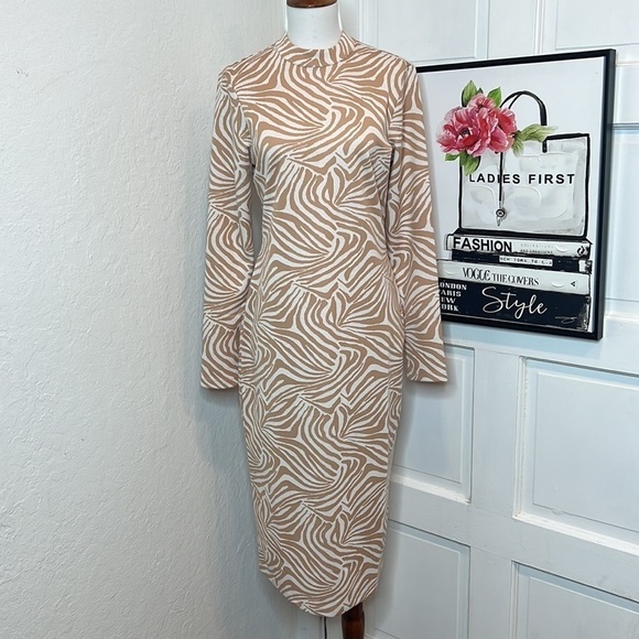 Ted Baker London Villani Zebra Print Midi Dress Size 2/S/6US - Picture 3 of 10